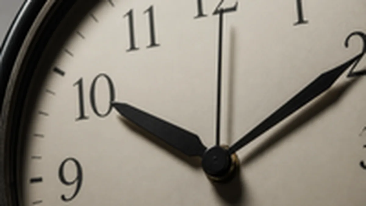 Analog clock face close-up representing a seasonal time change